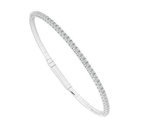 1.00ctw Diamond Wire Flex Titanium Bangle Bracelet in 14K White Gold (6.75")
