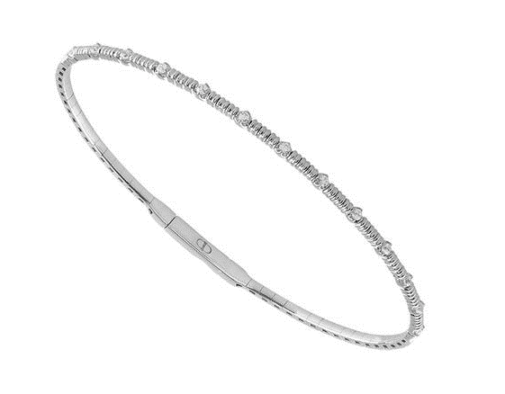 0.20ctw Diamond Wire Flex Titanium Bangle Bracelet in 14K White Gold (6.5")