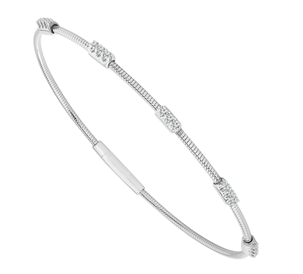14KW .20CTW DIA 5 STN WIRE FLEX TITNM BANGLE BRAC