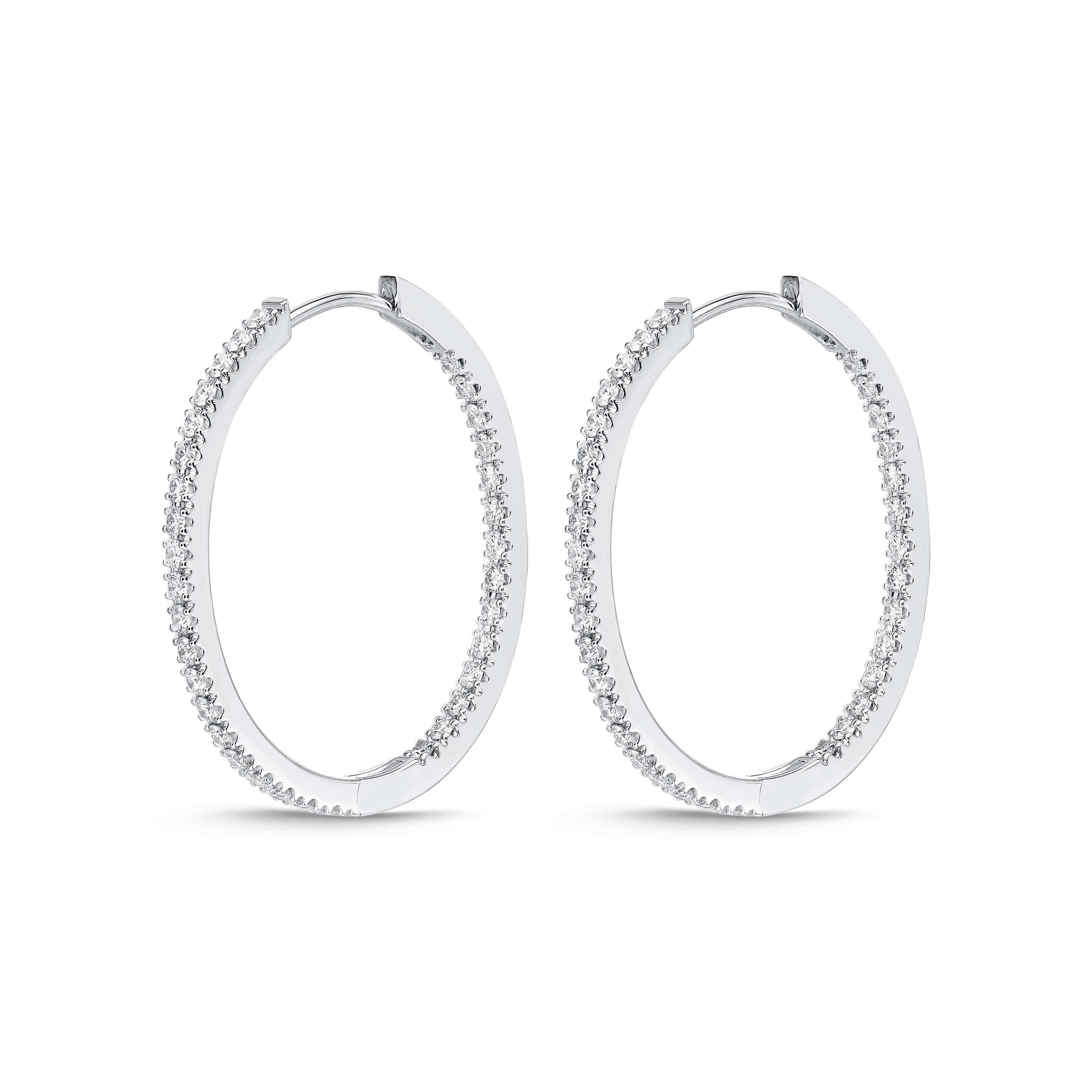18KW .97CTW DIA OVAL HOOP EARR