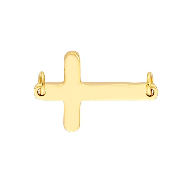 14K Yellow Gold Sideways Cross Charm
