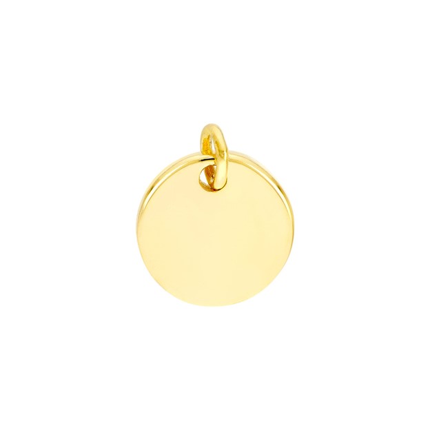 14K Yellow Gold Circle Disc Drop Charm