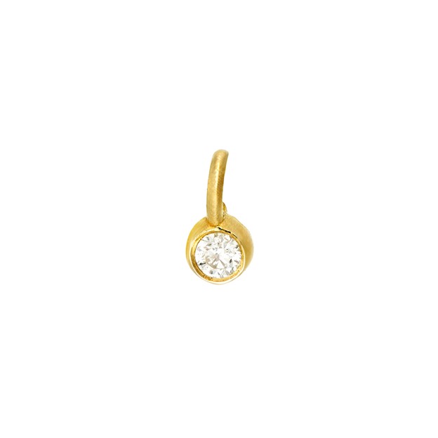 14K Yellow Gold Diamond Drop Bezel Charm (1.4mm)