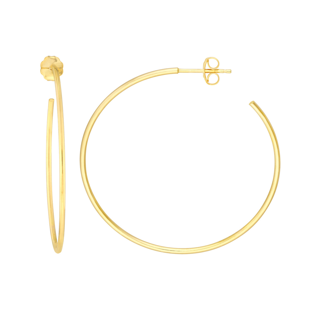 14K Yellow Gold Large Hoop Earrings (40x1.2mm)