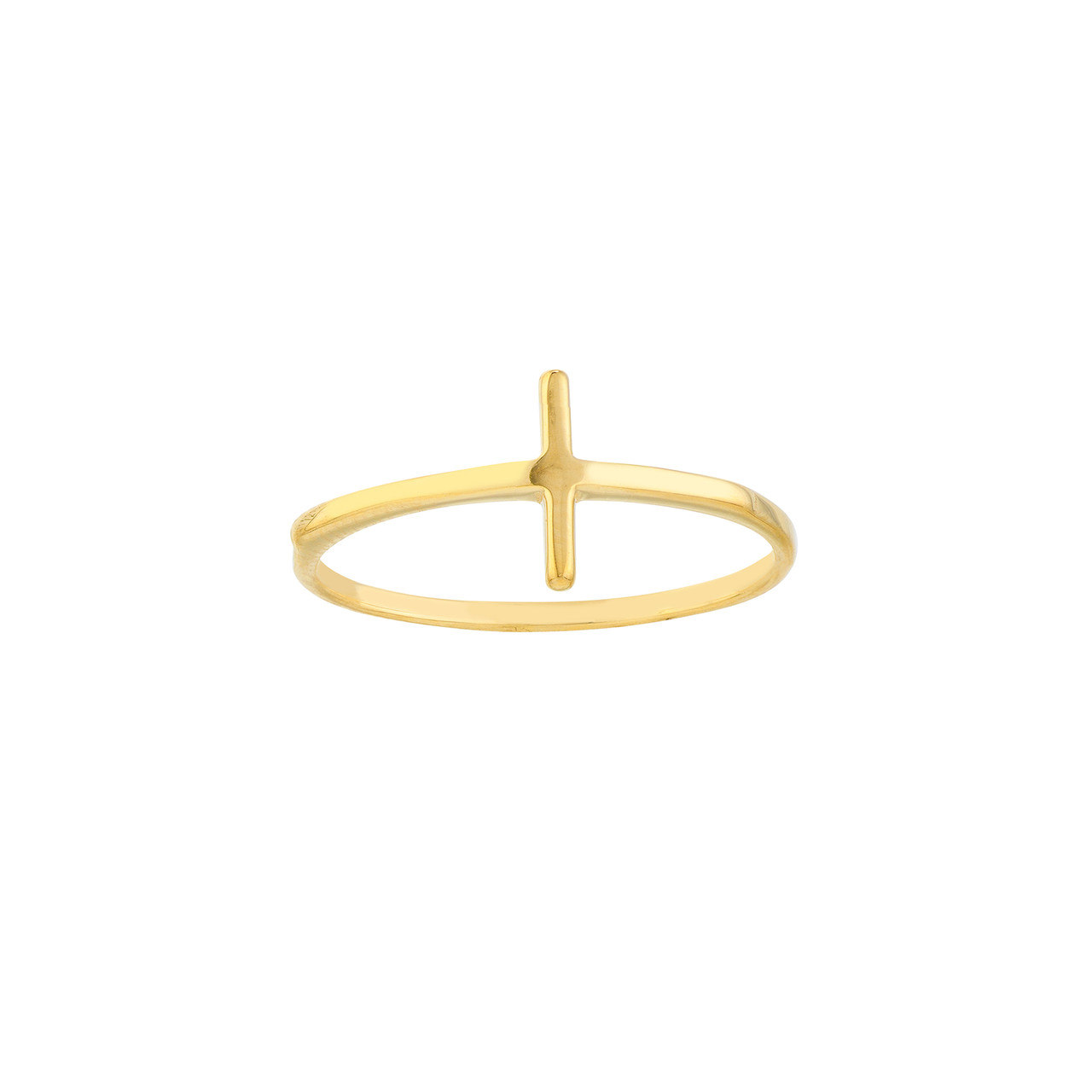 14K Yellow Gold Cross Fashion Ring - Size 6