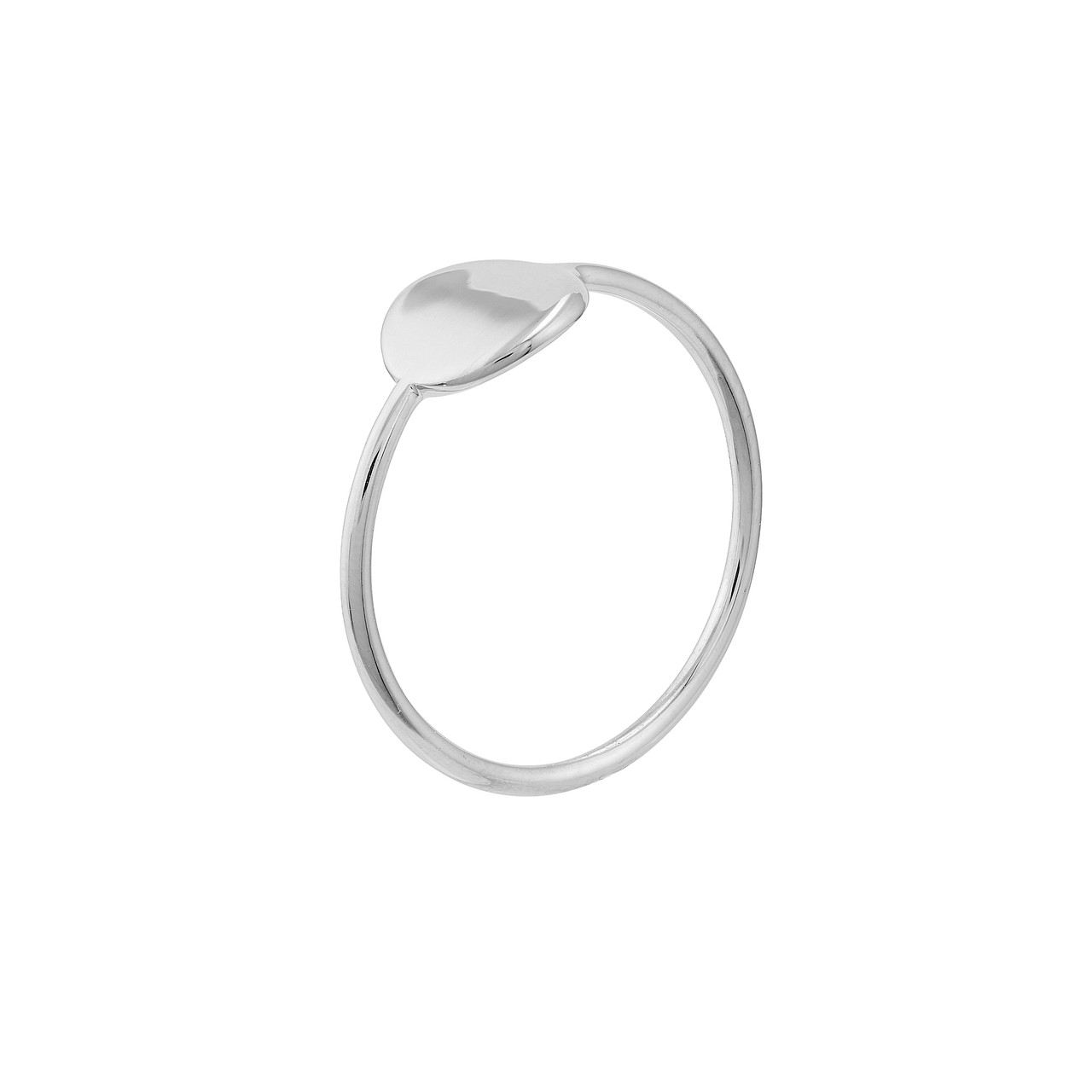 14K White Gold Flat Disk Wire Fashion Ring - Size 6