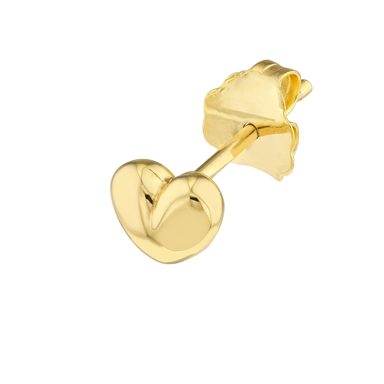 14K Yellow Gold Puff Heart Stud Earrings