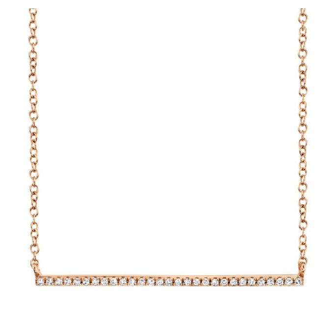 14KR .08CTW DIA BAR PEND