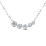 Shy Creation 14K White Gold Diamond Graduated 5-Stone Halo Necklace