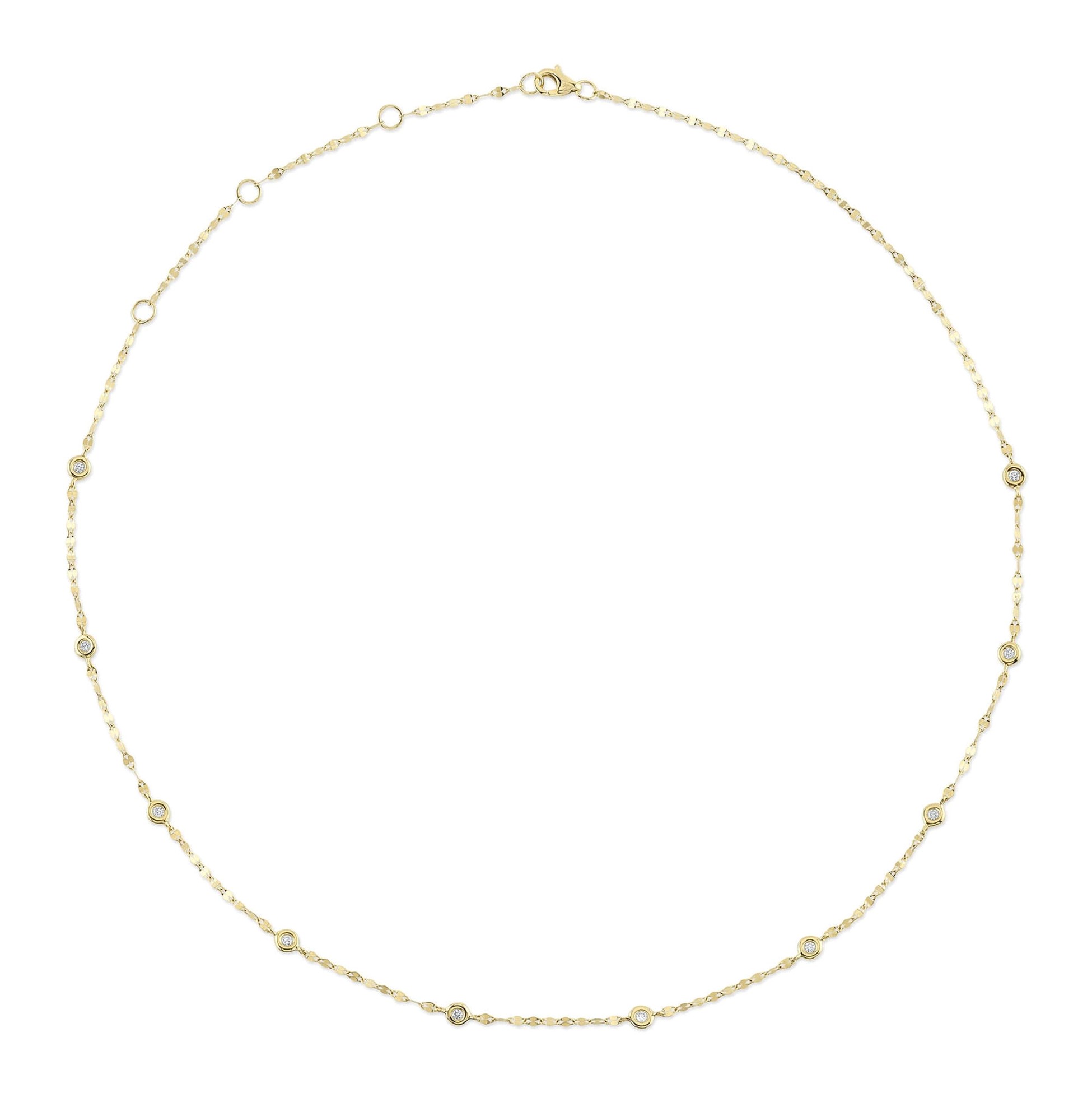 Shy Creation 14K Yellow Gold Diamond Bezel Valentino Link Necklace