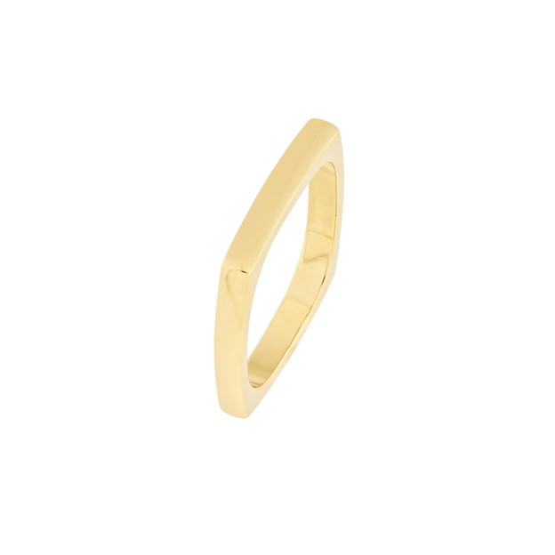 14K Yellow Gold Square Circle Band Ring - Size 6