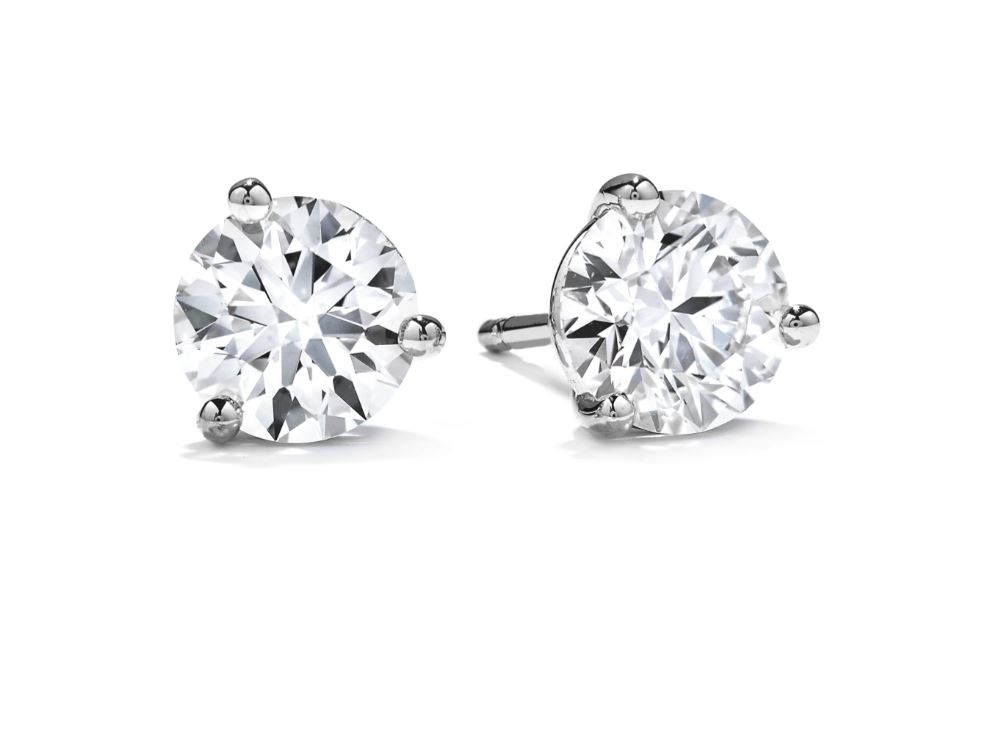 Hearts on Fire 2.01ctw Diamond 3-Prong Stud Earrings in 18K White Gold