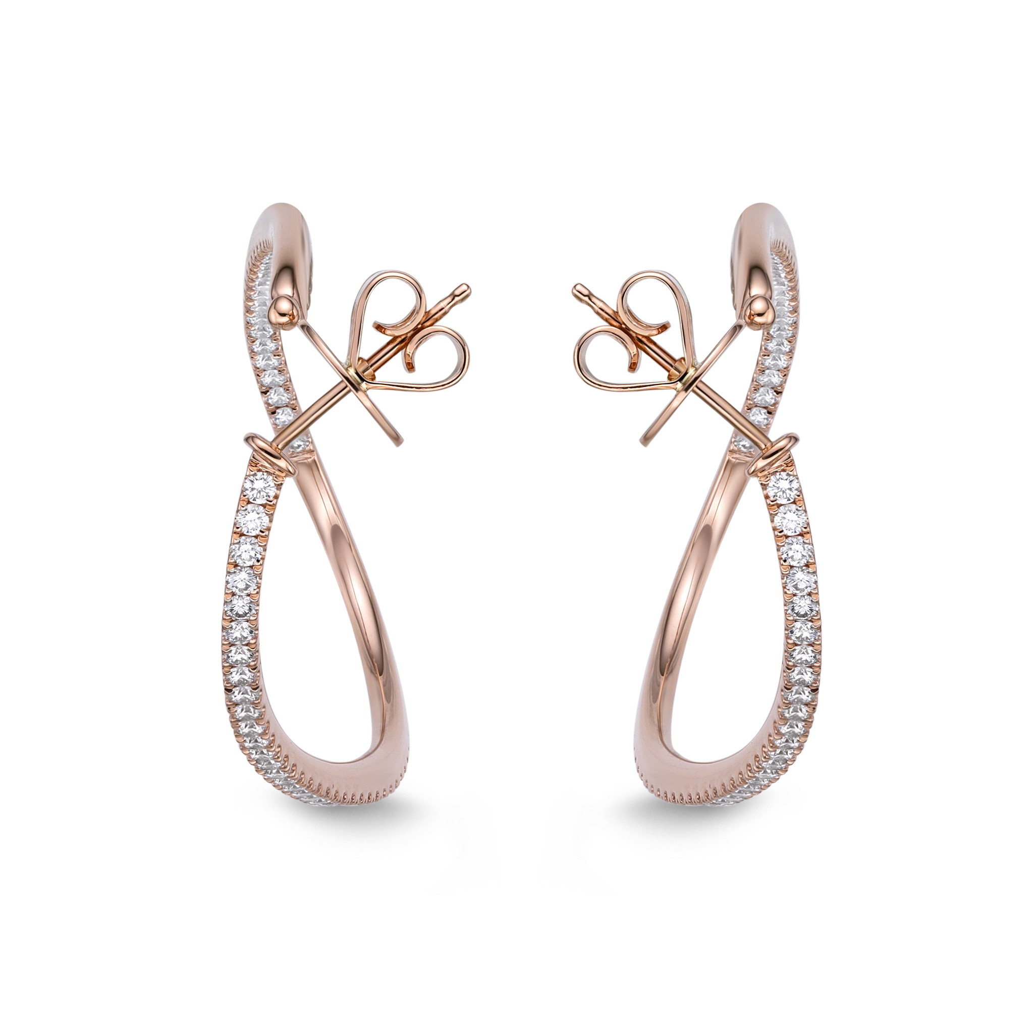 18KR 2.02CTW DIA SHARED PRONG TWIST HOOP EARR