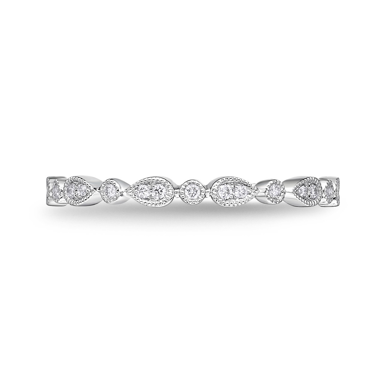 18KW .07CTW RBC/ILLUS PEAR DIA STACK FASH RING