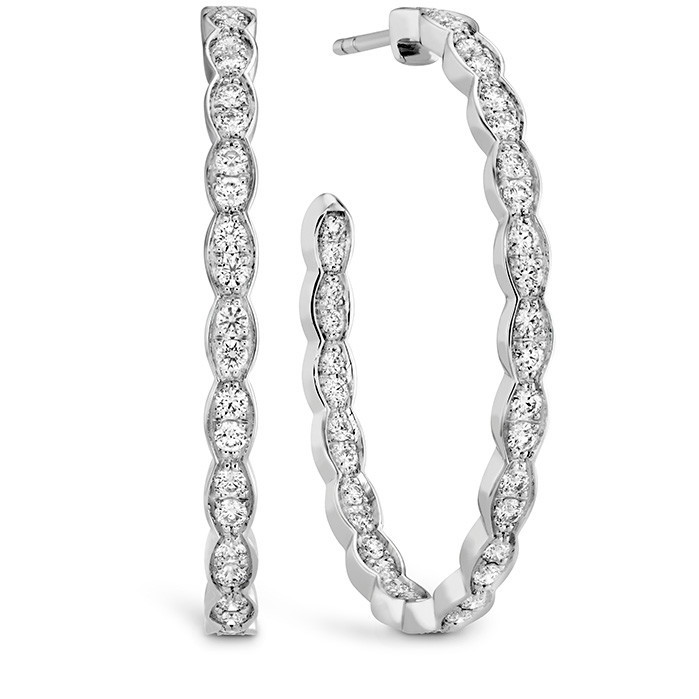 Hearts on Fire Lorelei 0.85ctw Diamond Oval Inside-Out Hoop Earrings in 18K White Gold