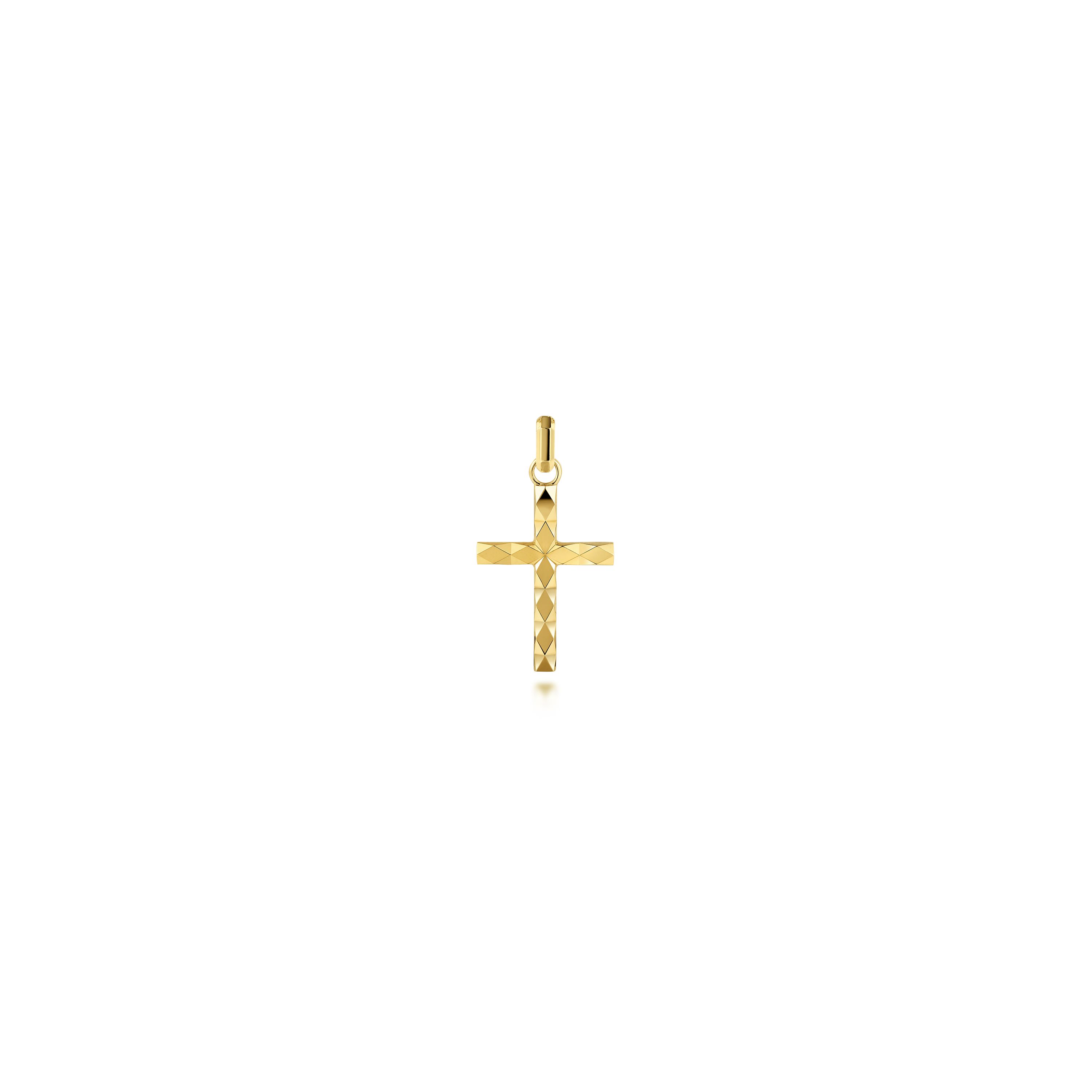 14KY SMALL FACTED CROSS PEND