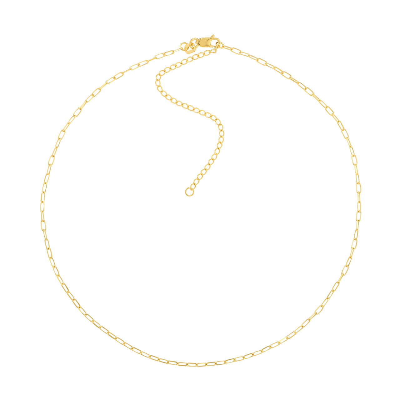 14K Yellow Gold 1.7mm Paperclip Choker Necklace (16" Adj.)