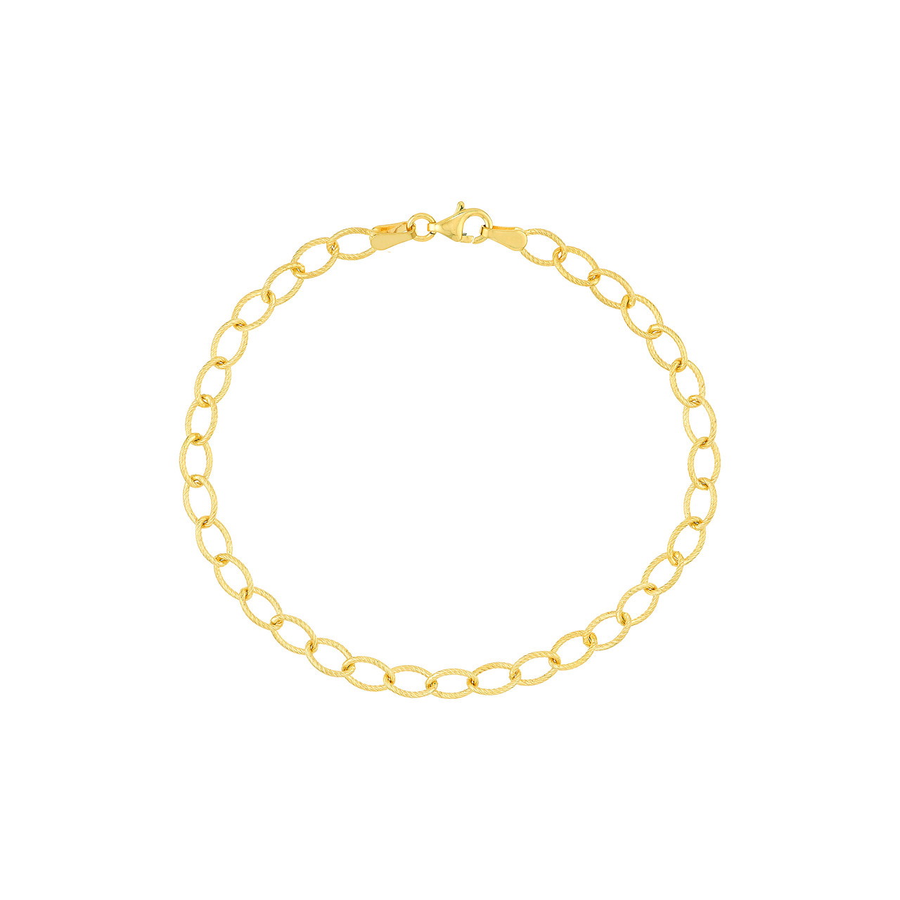 14K Yellow Gold Oval Twist Link Bracelet (7.5")