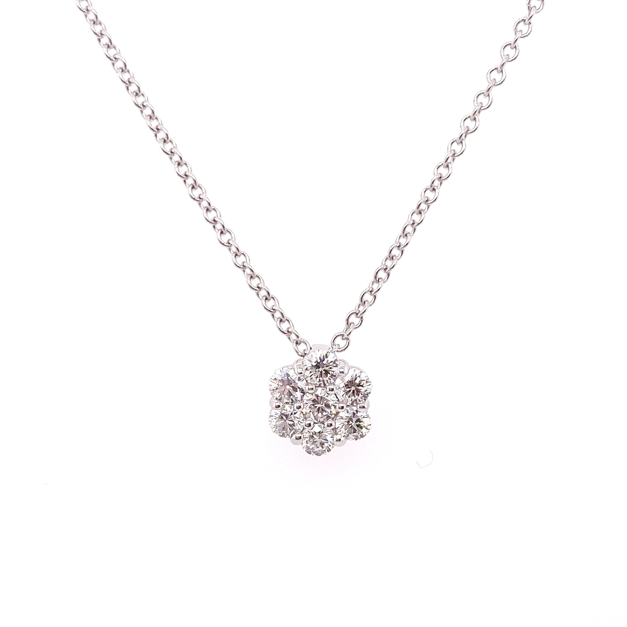 0.26ctw Diamond Cluster Pendant Necklace in 18K White Gold (18")