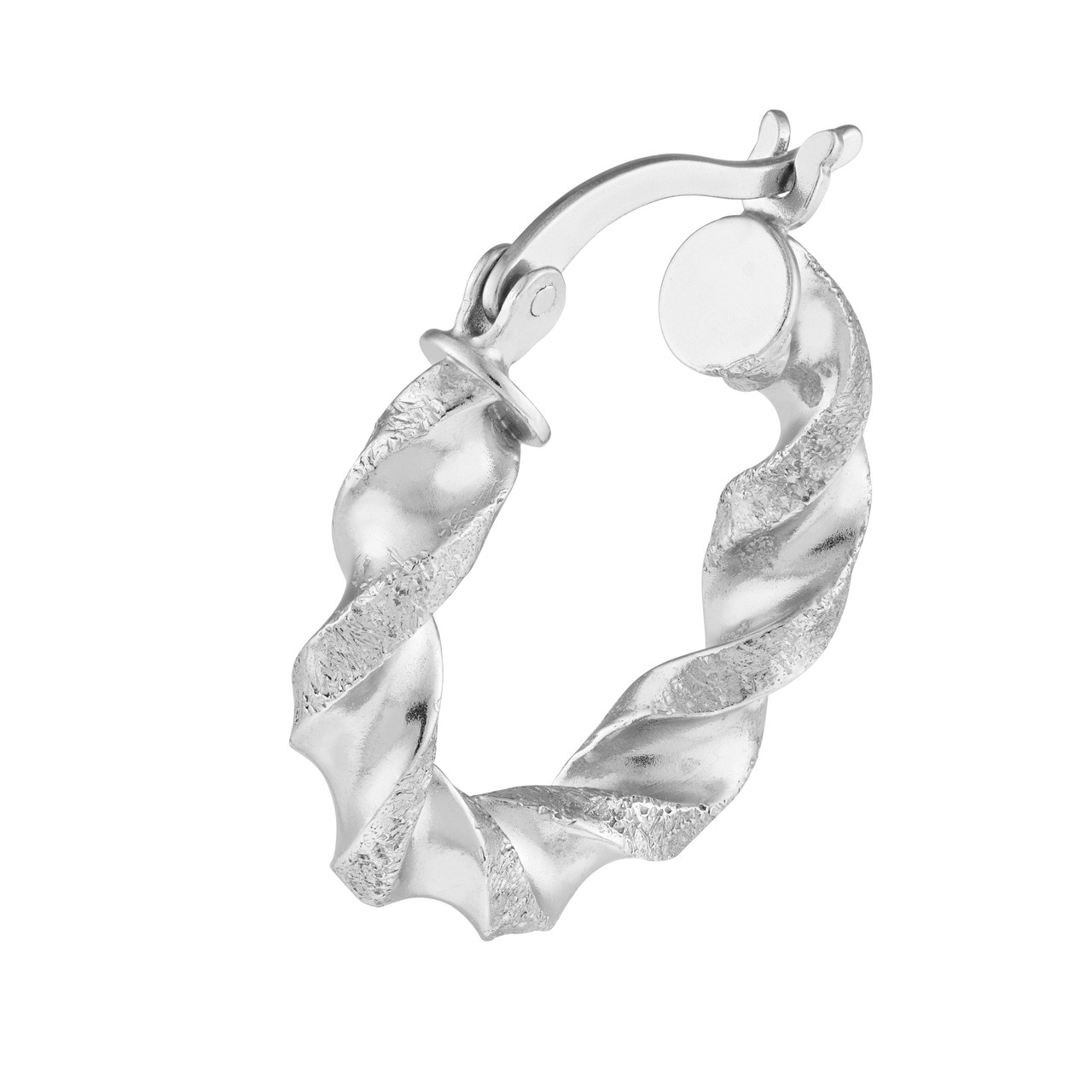 SS HIGH POL / BRUSH TWIST SML HOOP EARR
