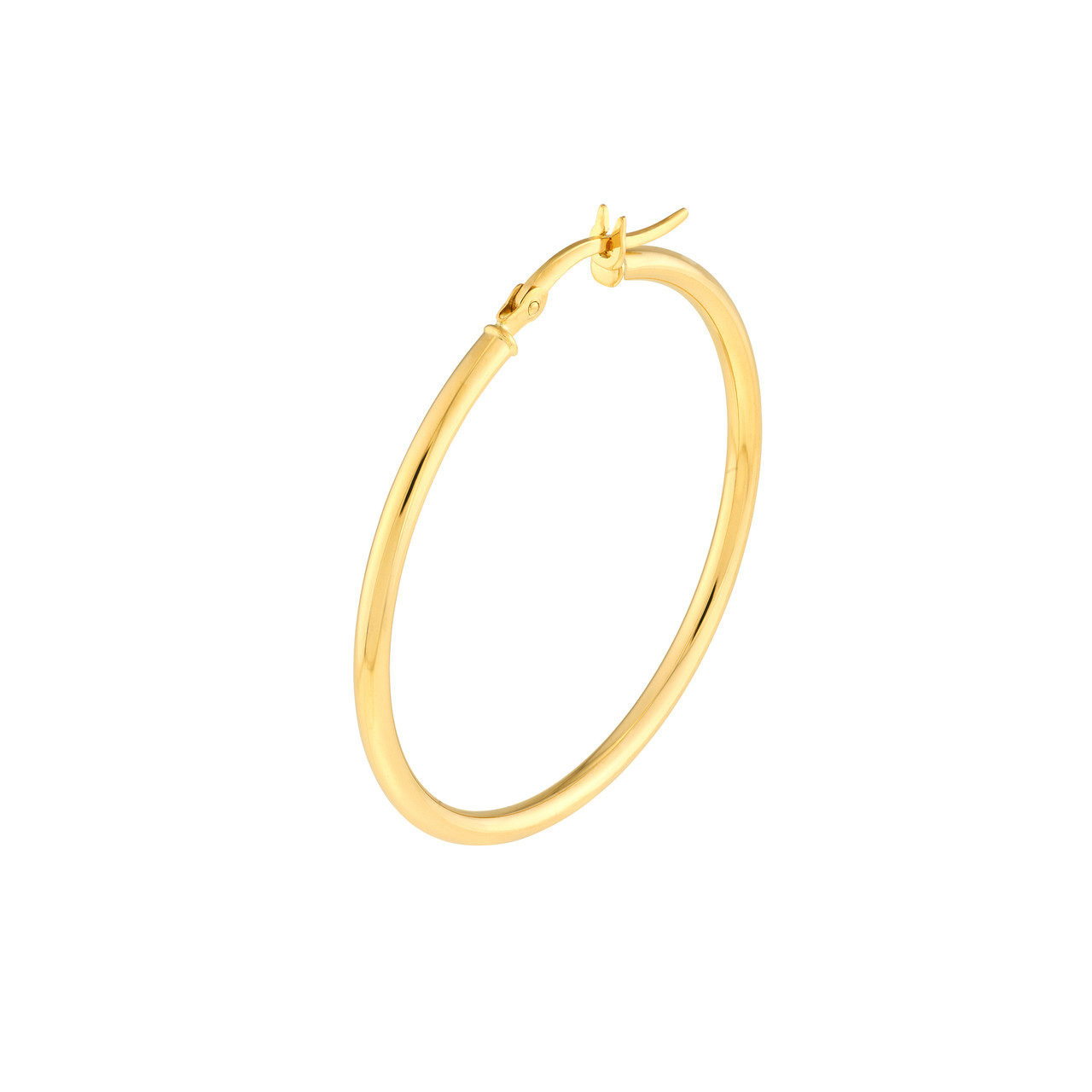 14K Yellow Gold Medium Round Tube Hoop Earrings (2x35mm)