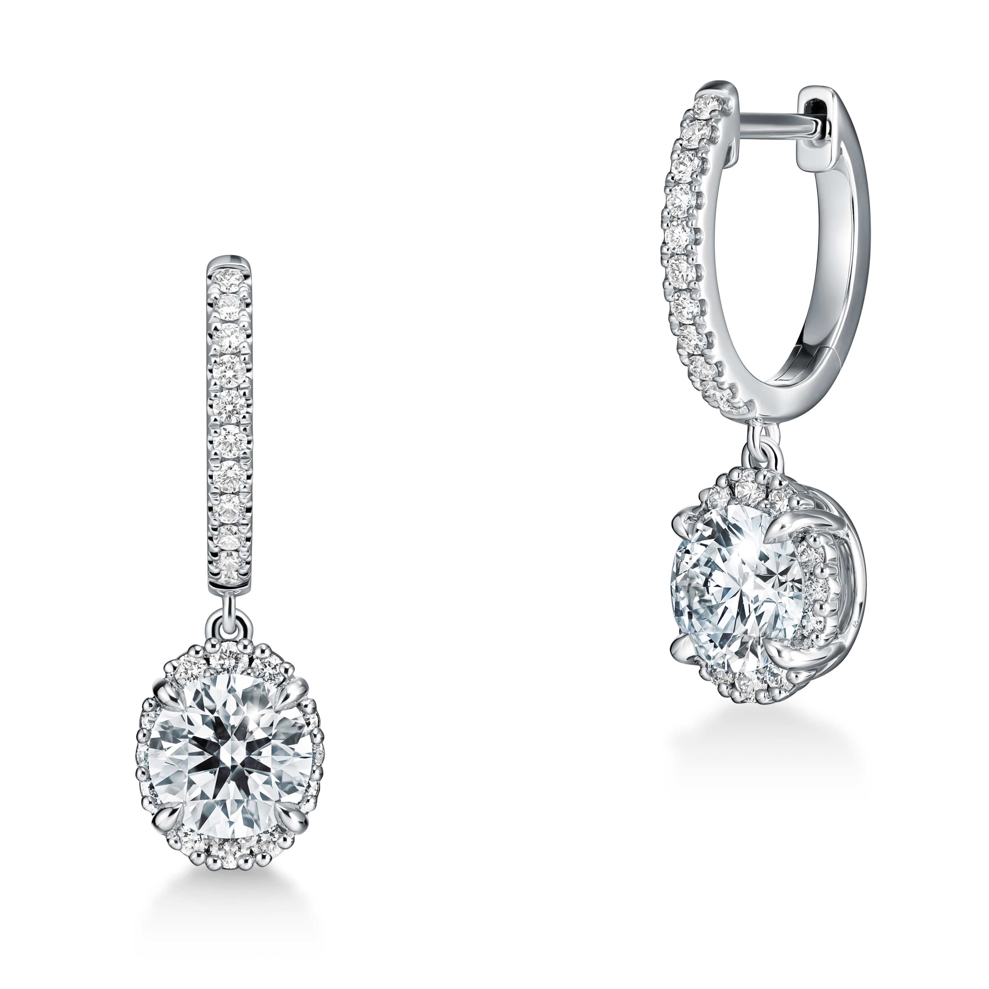 Hearts on Fire Ellipse 1.26ctw Diamond Halo Leverback Earrings in 18K White Gold