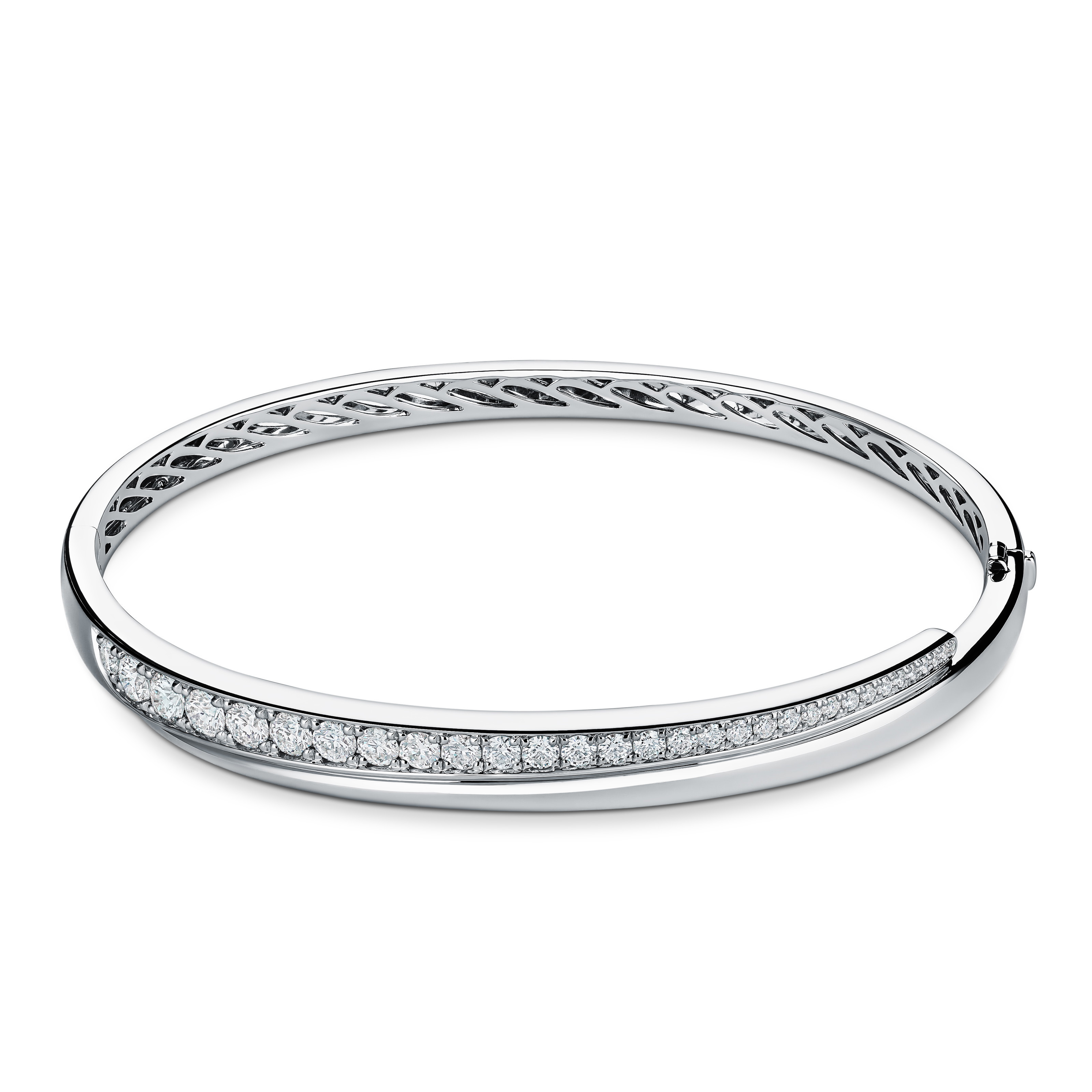 Hearts on Fire Vela 1.18ctw Diamond Crossover Bangle Bracelet in 18K White Gold