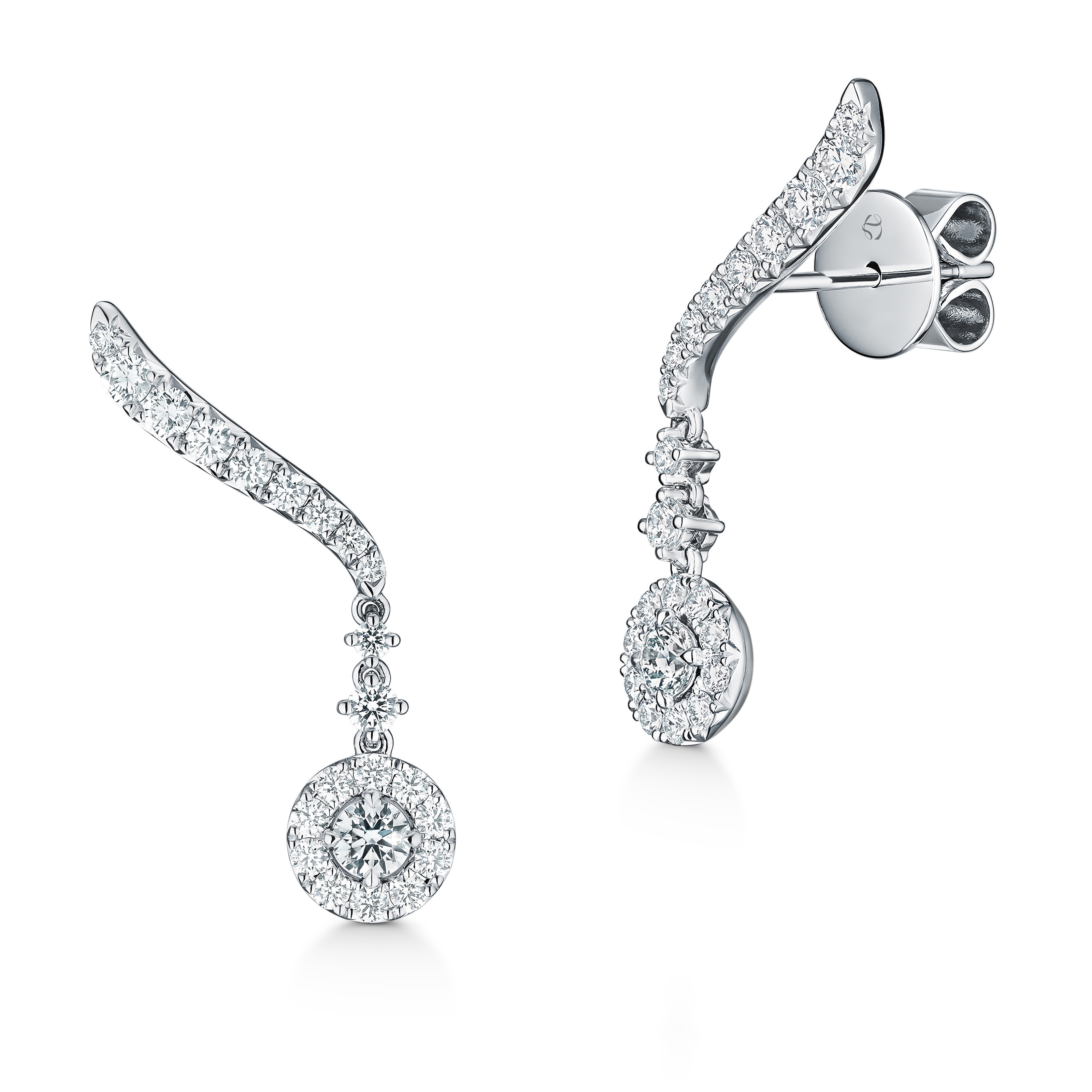 Hearts on Fire Vela 0.88ctw Diamond Drop Stud Earrings in 18K White Gold