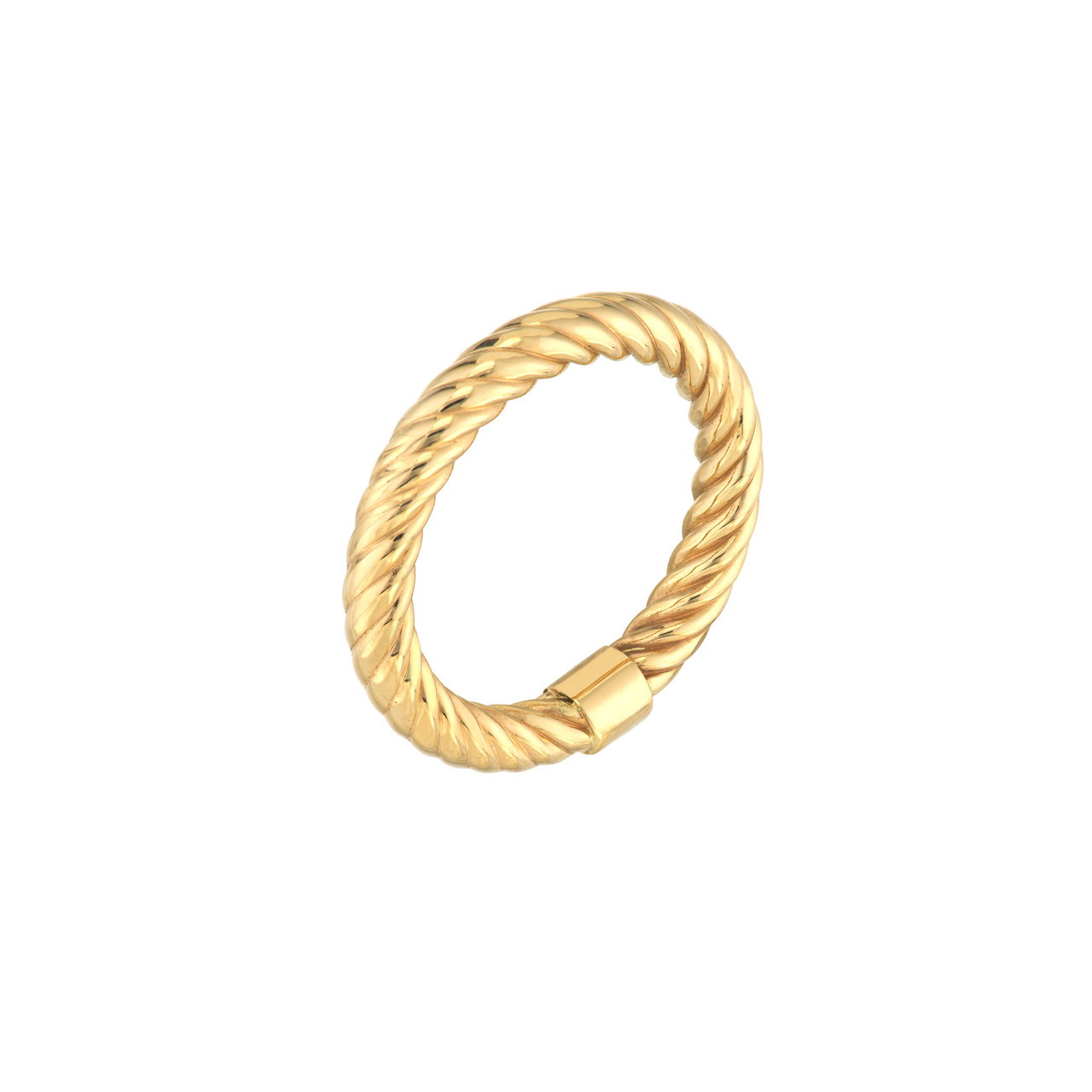 14K Yellow Gold Twisted Rope Tube Fashion Ring - Size 6
