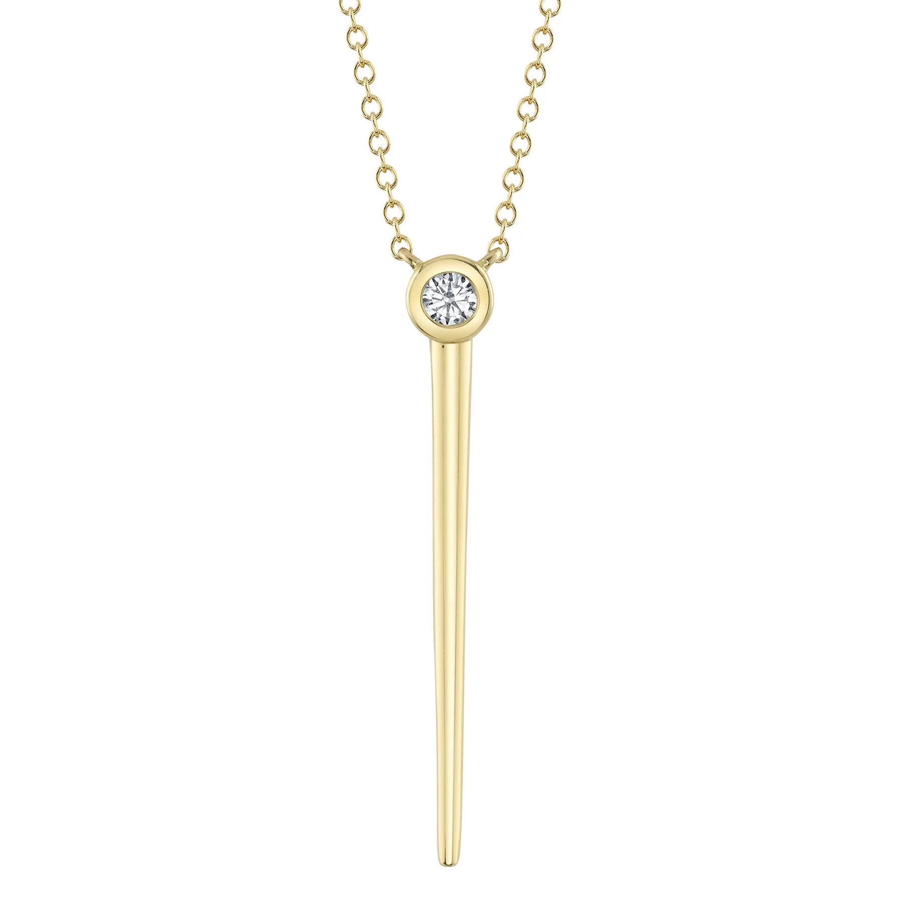 14KY .08CT DIA BEZEL SPIKE DANGEL PEND