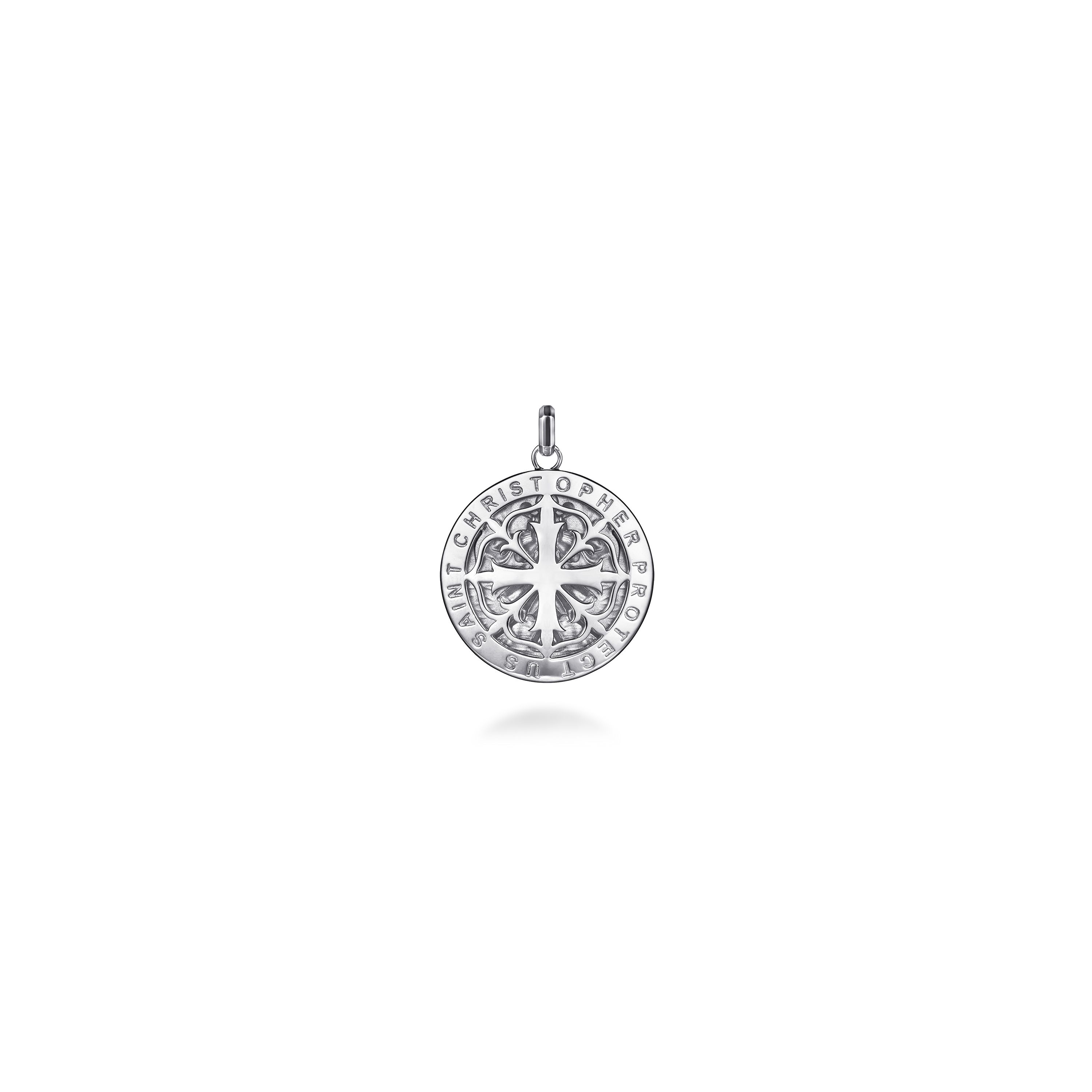 Gabriel & Co. Sterling Silver Large Round St. Christopher Pendant
