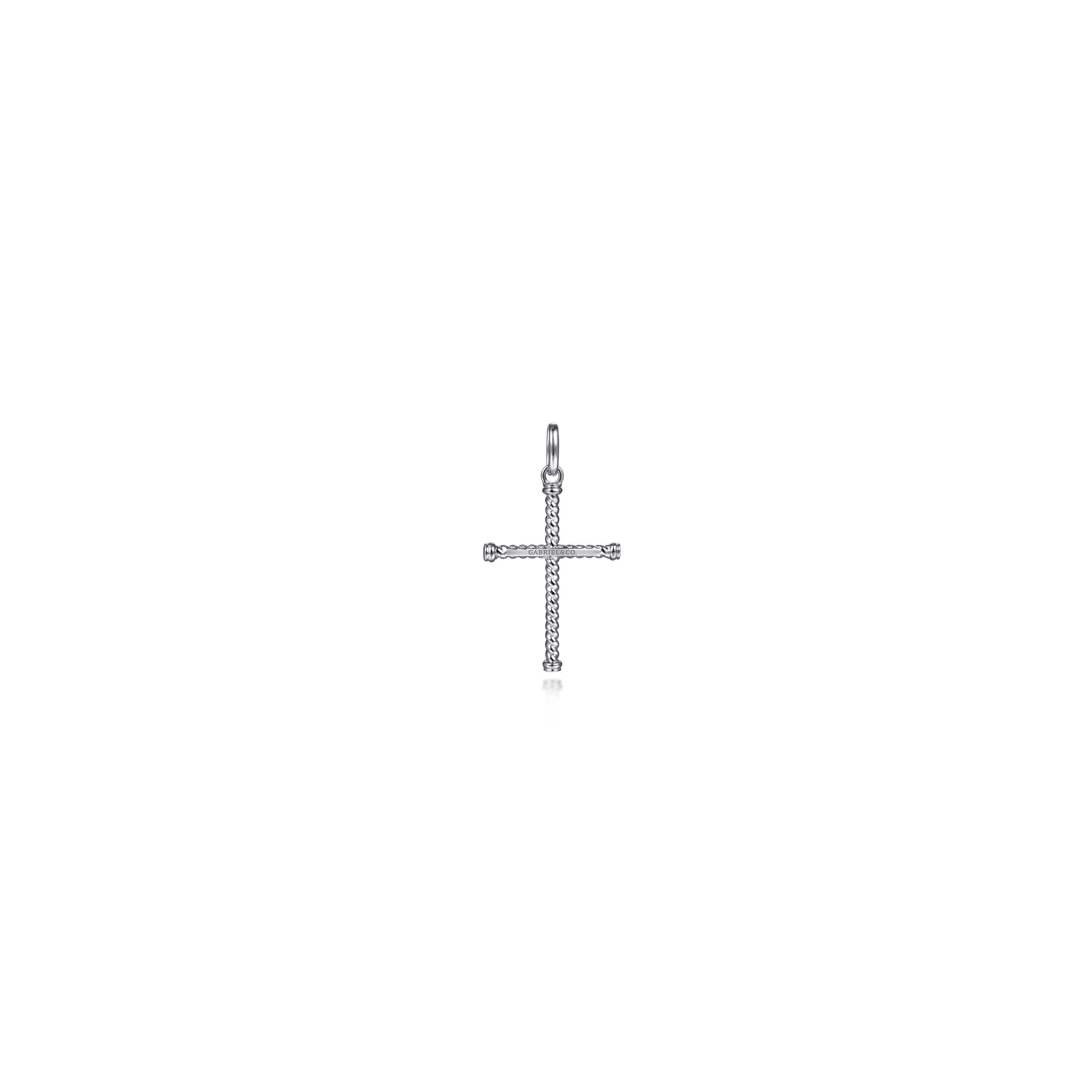 Gabriel & Co. Sterling Silver Extra Small Thin Twist Rope Cross Pendant
