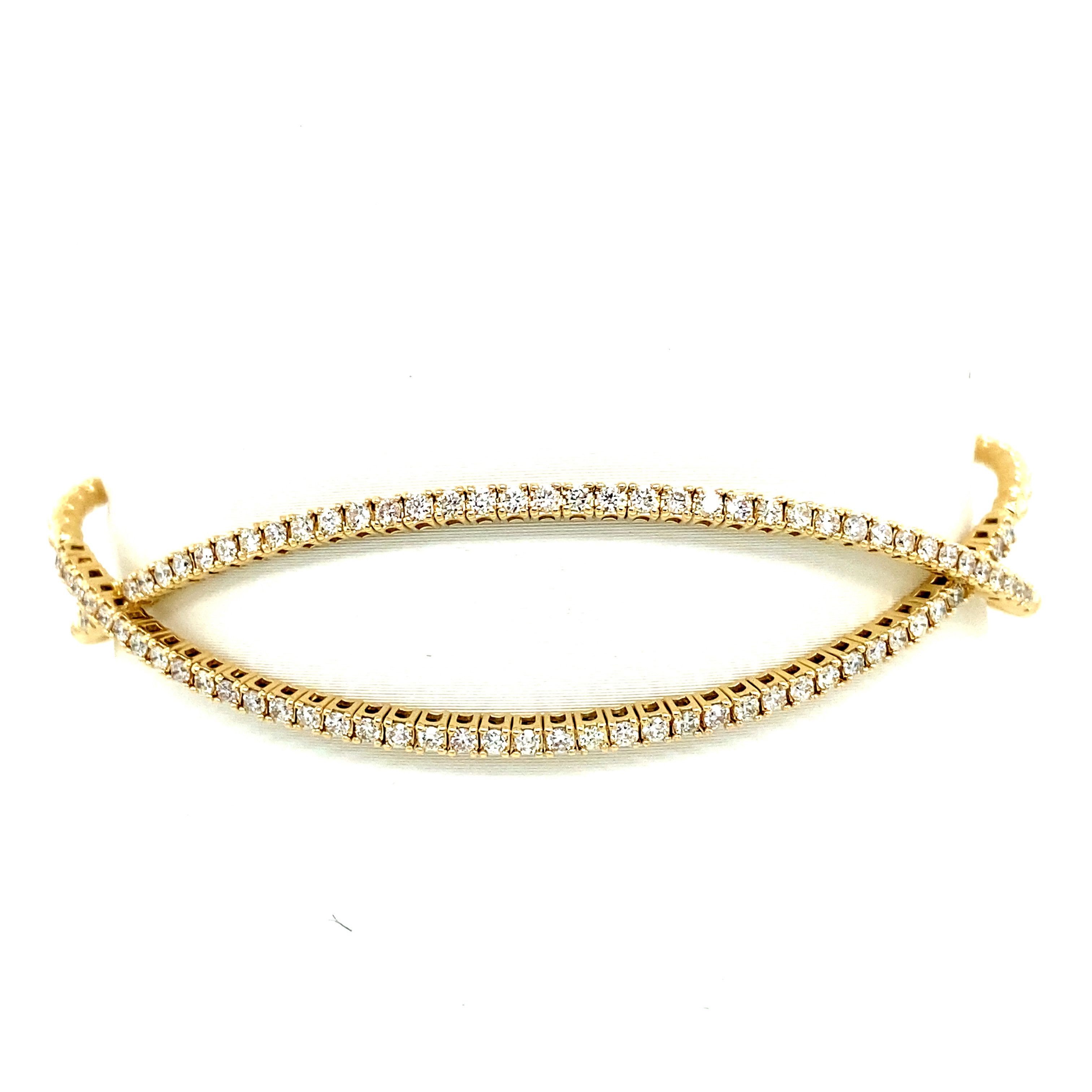 14K Yellow Gold & Titanium Diamond 2-Row X Wire Flex Bangle Bracelet (1.00ctw)