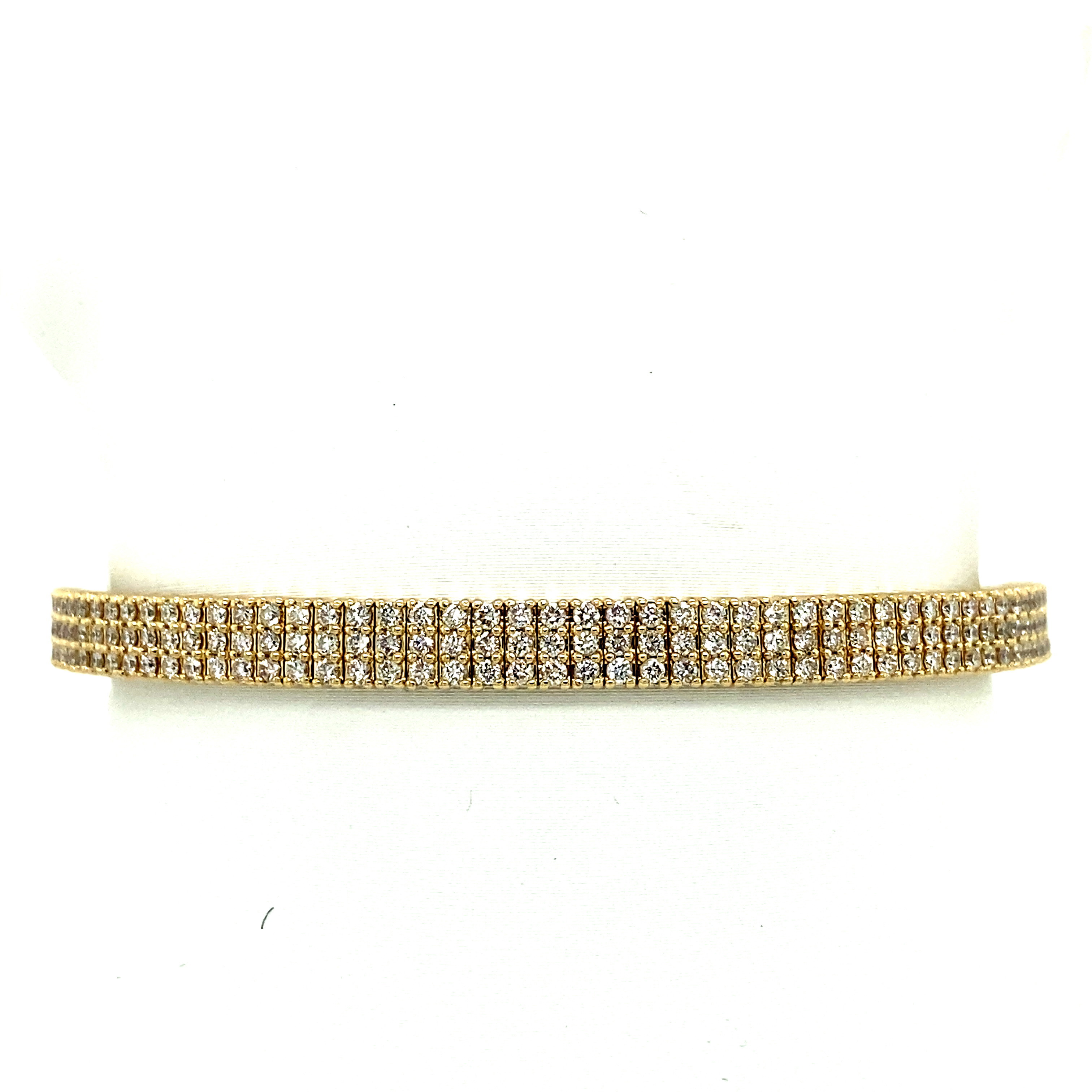 14K Yellow Gold & Titanium Diamond 3-Row Wire Flex Bangle Bracelet (1.50ctw)