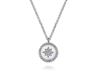 SS .04CTW DIA STAR BEAD HALO PEND 18"