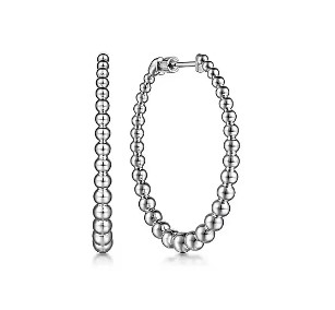 SS OVAL BEAD LARGE HOOP EARR