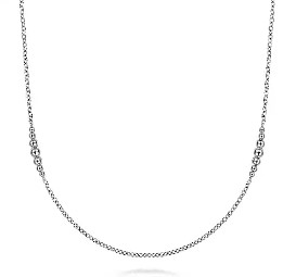 Gabriel & Co. Sterling Silver Graduated Bead Station Long Necklace (32")