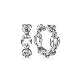 Gabriel & Co. Sterling Silver Small Oval Link Hoop Earrings (20mm)