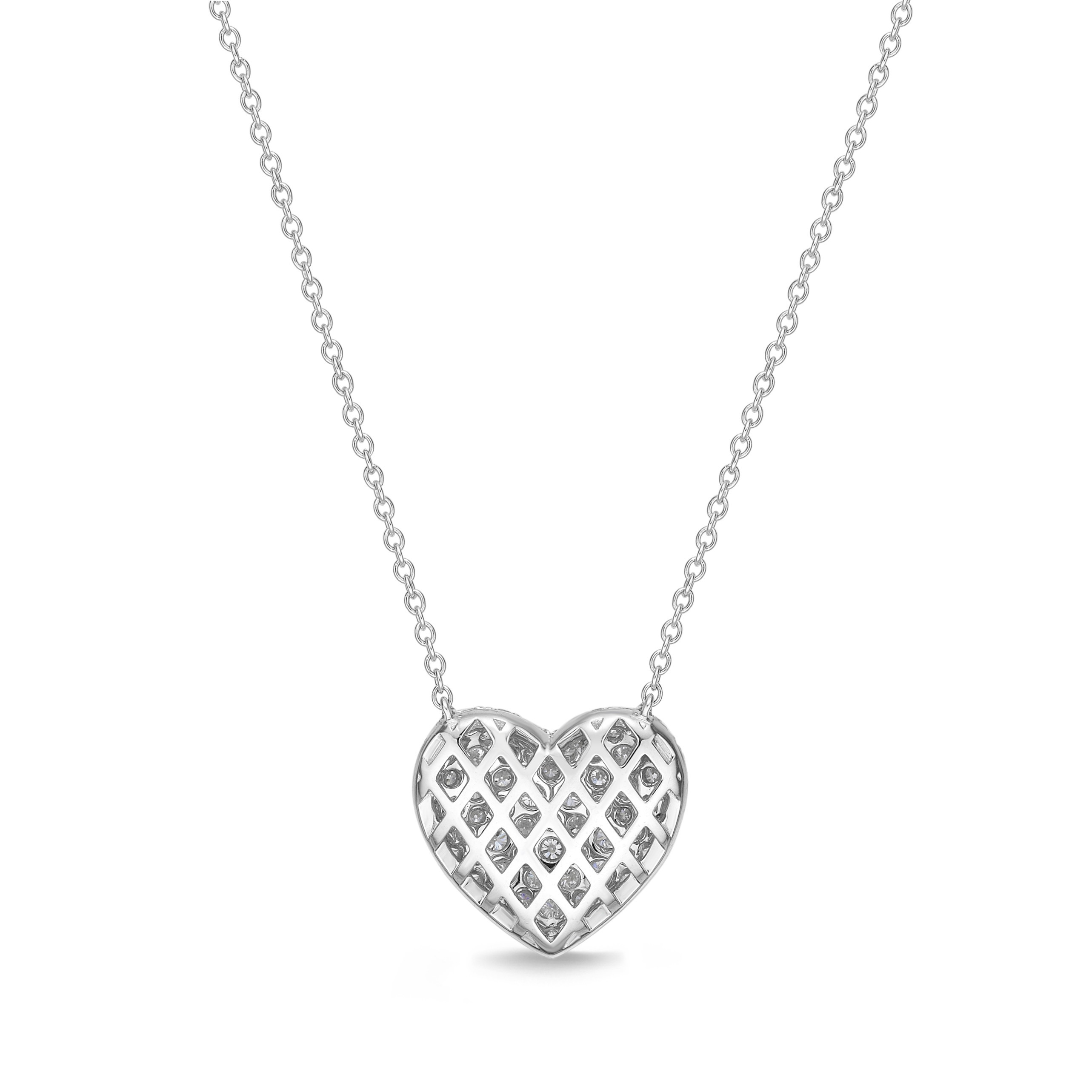 0.49ctw Diamond Pave Heart Pendant Necklace in 18K White Gold (18")