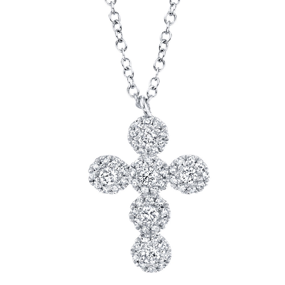 Shy Creation 14K White Gold Diamond Cross Pendant