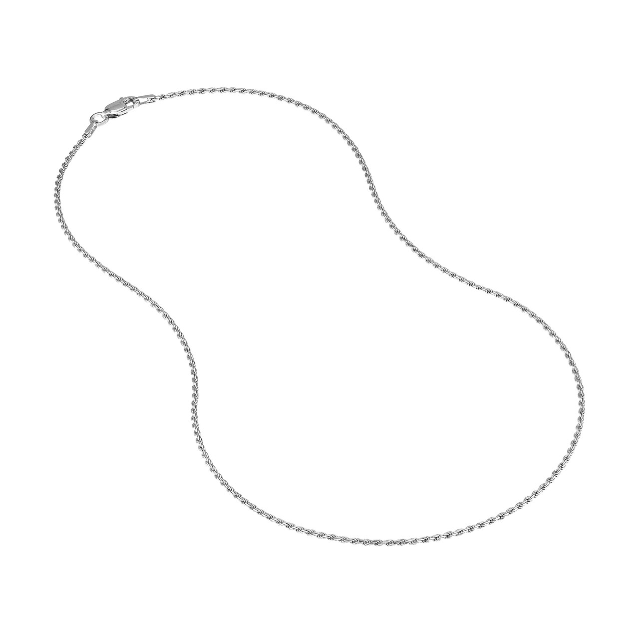 Sterling Silver 1.3mm Diamond Cut Rope Chain Necklace (16")