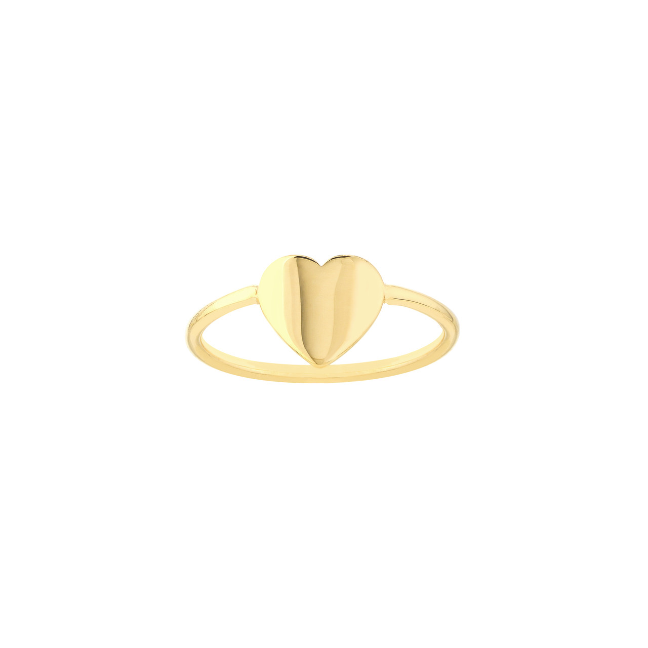 14K Yellow Gold Flat Heart Wire Fashion Ring - Size 6