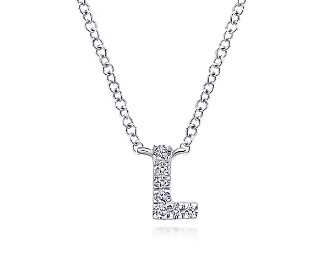 Gabriel & Co. 14K White Gold Diamond 'L' Initial Pendant Necklace (17.5")