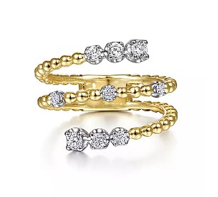 14KYW .36CTW DIA BYPASS WRAP FASH RING SZ 7