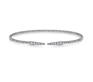 14KW .26CTW DIA PAVE SPIKE BEAD FLEX CUFF BRAC