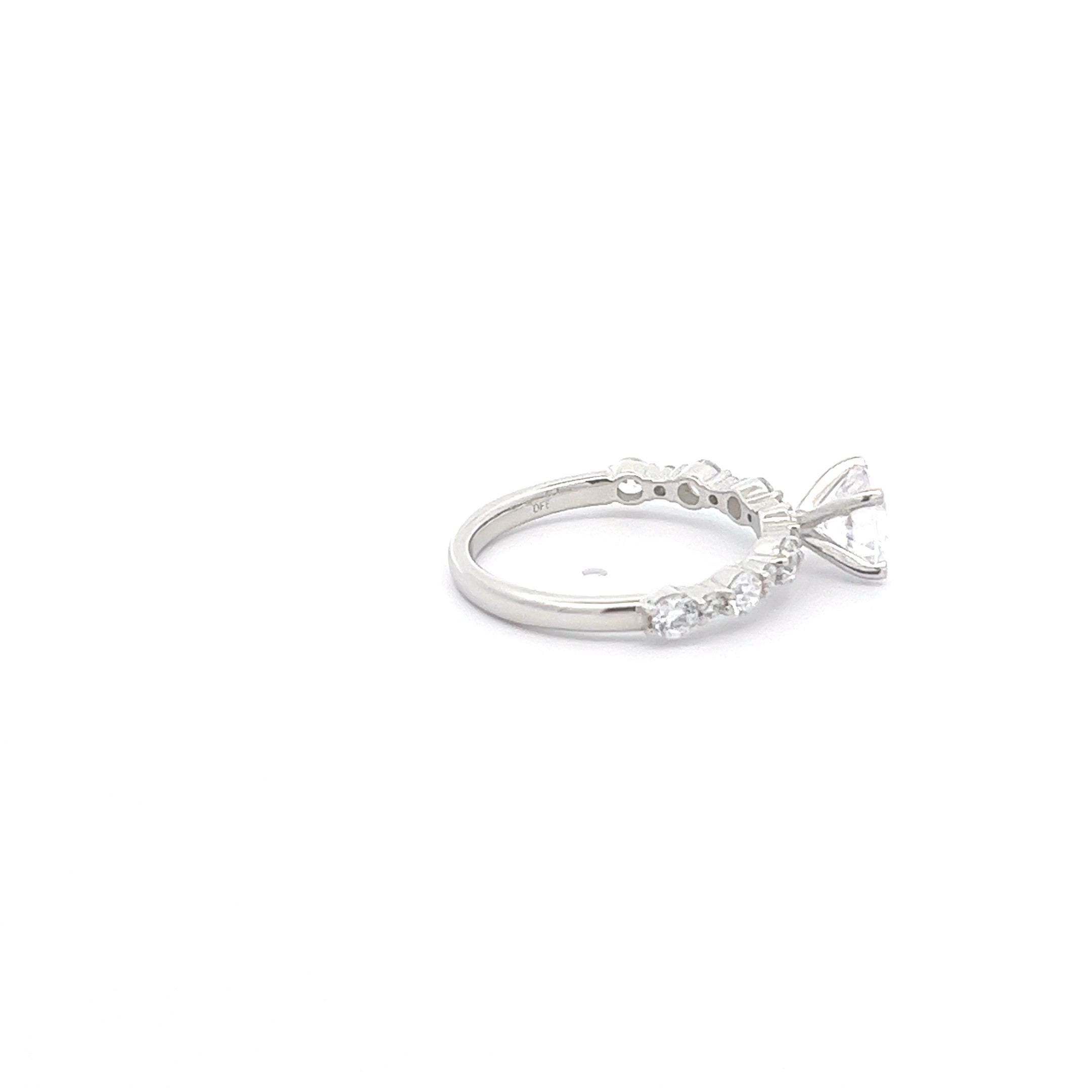 14K White Gold Diamond Alternating Size Semi-Mount Ring (0.70ctw)