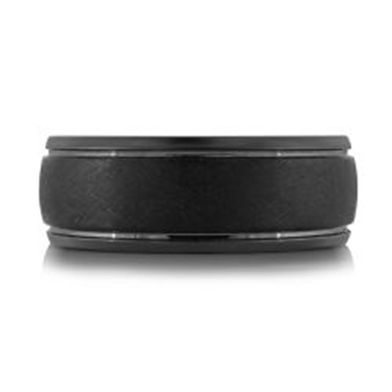 8mm Black Tantalum Satin Finish Polished Round Bevel Edge Band - Size 10.5