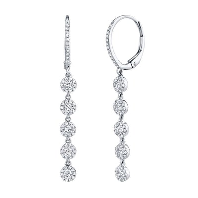 14KW .99CTW DIA PAVE DROP EARR