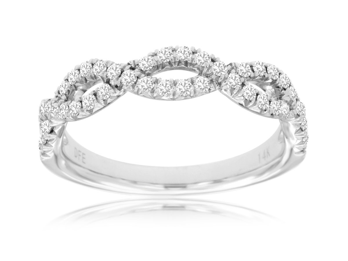14K White Gold Diamond Open Infinity Anniversary Band (0.37ctw)