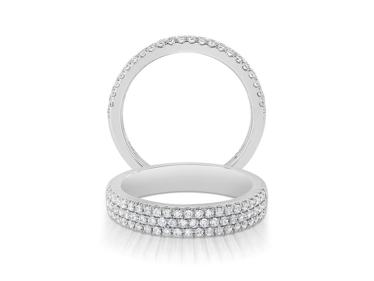 MJ Christensen 14K White Gold Diamond 3-Row Anniversary Band